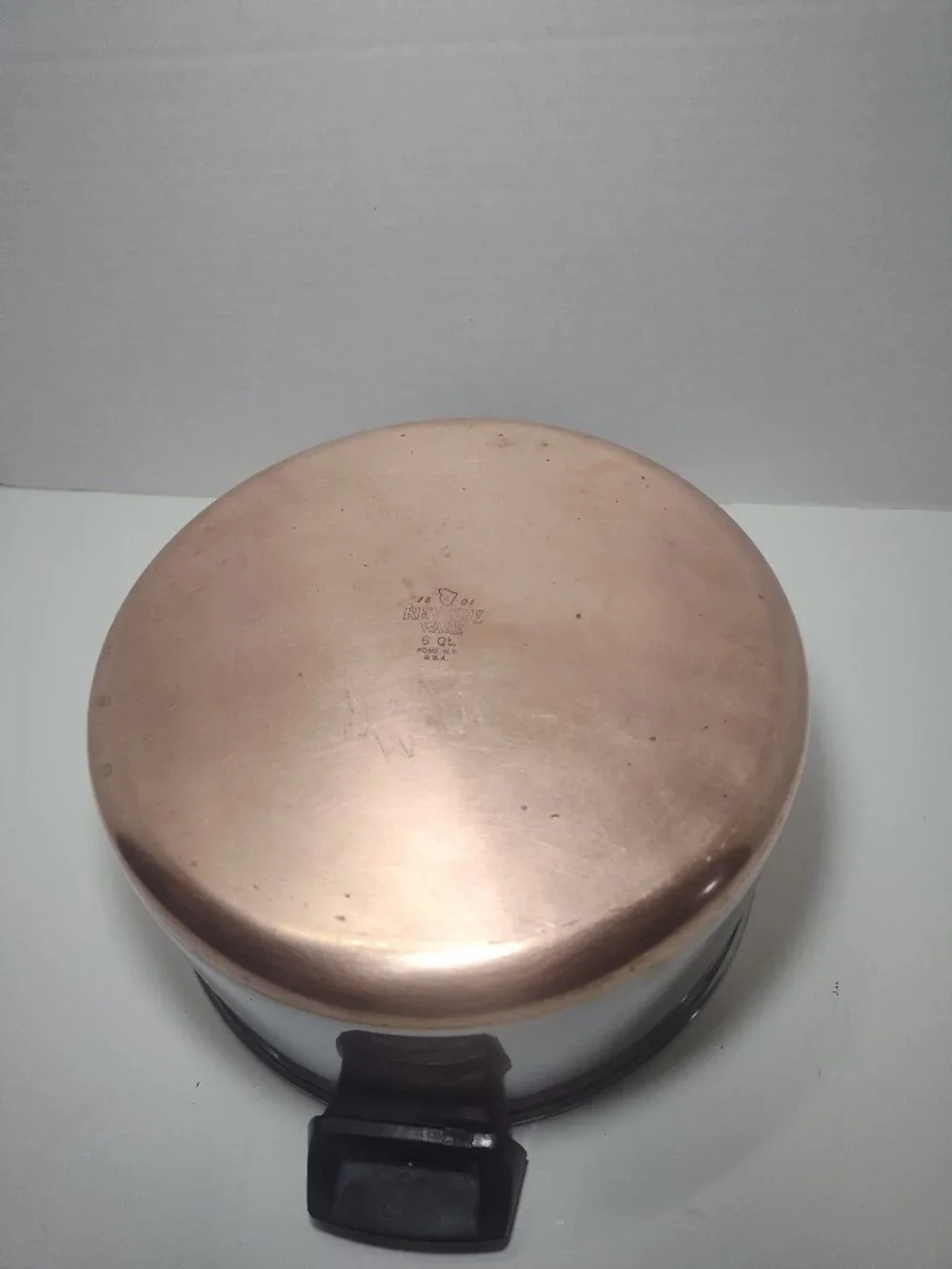 Vintage Revere Ware 6 Qt Copper Bottom Stock Pot w/Lid Rome NY USA 1801